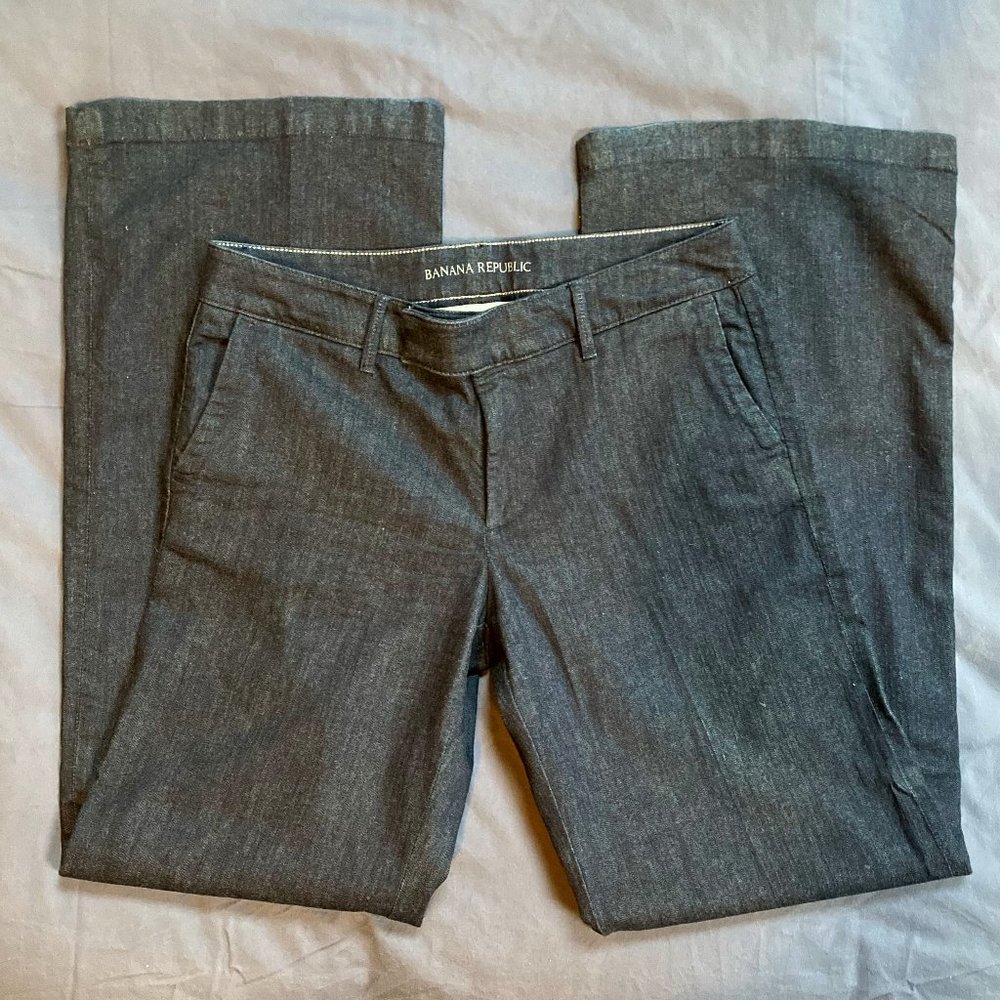 EUC 2011 Banana Republic Wide Leg Stretch Fall Winter Weight Denim Blue Jeans